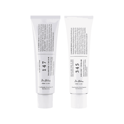 Las dos cremas de Dr.Althea Pro Lab juntas: 147 Barrier y 345 Relief, tubos de 50 ml